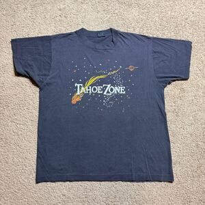 Vintage 80s Tahoe Zone Black T Shirt Single Stitch Space graphic Mens Sz XL